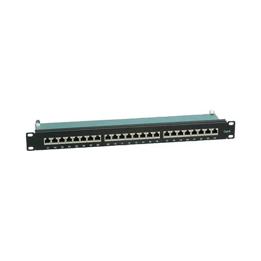 Kat.6 Class E 48,26cm 19Zoll-Patchpanel 24 P geschirmt schwarz — image 1