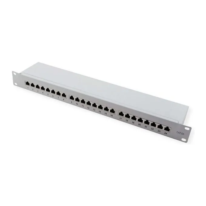 Kat.6A Class EA 19 Patchpanel 24 P geschirmt grau — image 1