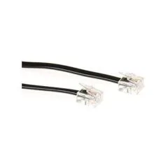 Black 3 meter flat telephone cable with RJ11 connectors