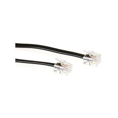 Black 3 meter flat telephone cable with RJ11 connectors — image 1