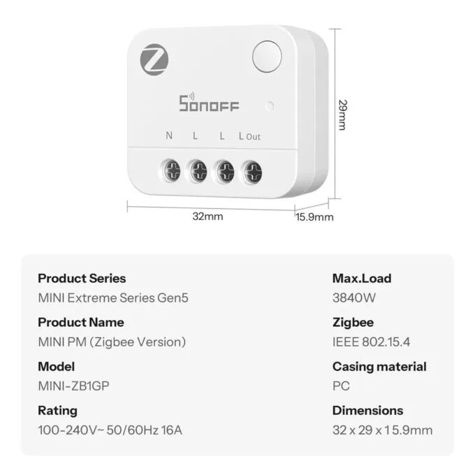 Sonoff Zigbee Smart Switch With Power Meter MINI-ZB1GP — image 8
