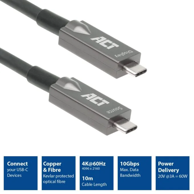 USB-C 3.2 Gen2 Active Optical Cable (AOC) connection cable, 10m — image 2